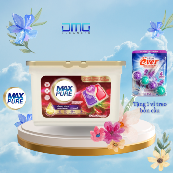 Hộp 30 viên giặt tiện lợi MaxPure 4in1- hương đắm say TẶNG 1 vỉ viên treo bồn cầu hương lavender 